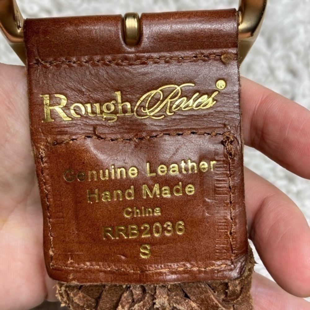 Rough‎ Roses brown leather braided belt - Picture 2 of 7